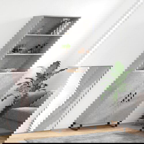 VidaXL Visoka komoda siva betona 69 5x34x180 cm od konstruiranog drva Slike