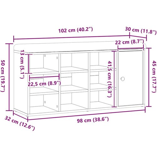  Klupa za cipele obrtnički hrast 102x32x50 cm izrađeno drvo Slike
