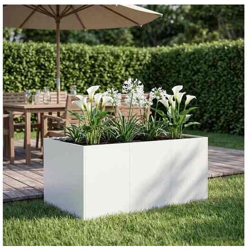 VidaXL Vrtna saksija Bijela 120 x 80 x 60 cm Čelična vrata - Bijela 120 x 80 x 60 cm Slike