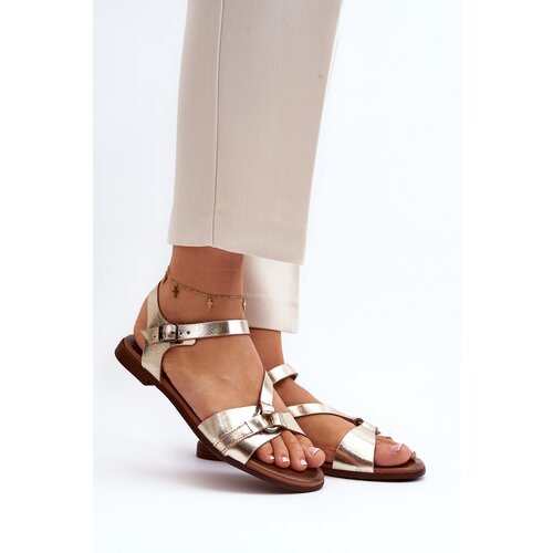 Kesi Zazoo Women's Leather Sandals Gold Cene