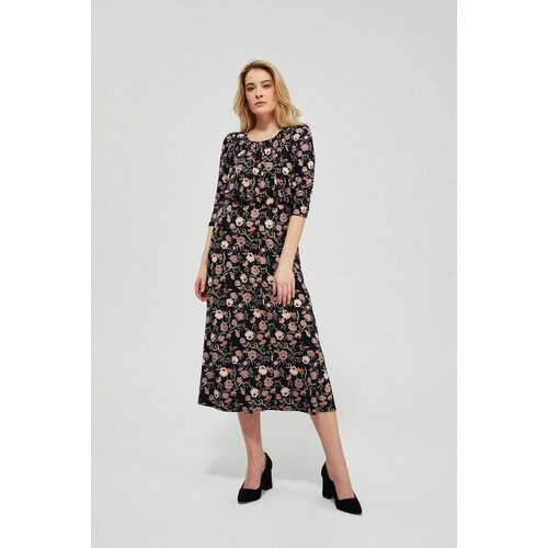 Marisse Floral Print Dress L-Su-3425 Black Cene