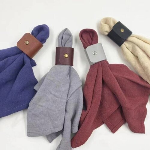 INF Set 10 PU usnjenih prstanov za serviete - elegantna dekoracija mize Grey, (5000248208) Slike