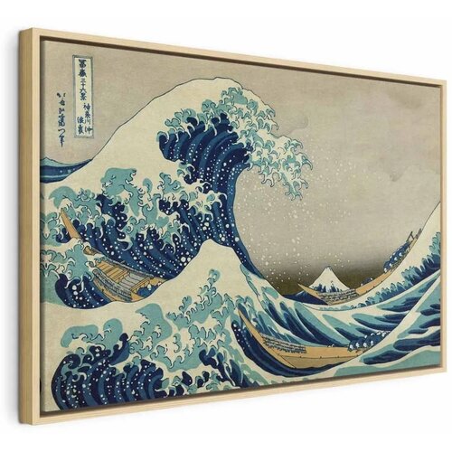  Slika - Hokusai Katsushika – The Great Wave off Kanagawa 90x60 U prirodnom drvenom okviru Cene