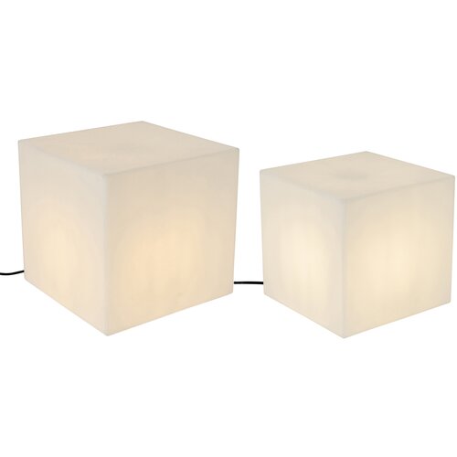 QAZQA Set van 2 buiten vloerlampen wit 30 en 38 cm vierkant IP44 - Nura Slike