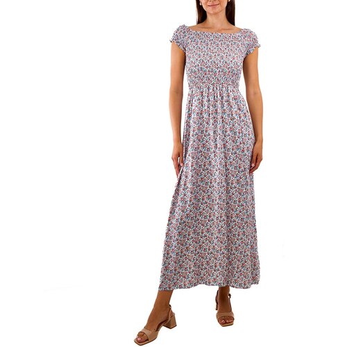 Gemre White dress with blue and orange flowers Stefania Slike