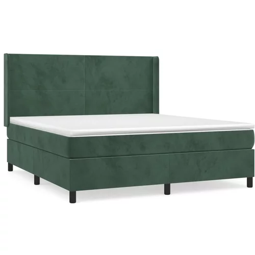 vidaXL Box spring postelja z vzmetnico temno zelena 180x200 cm žamet, (20892997)