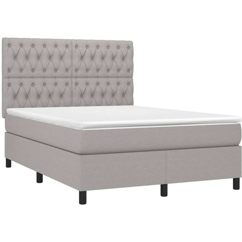  Krevet box spring s madracem LED svjetlosivi 140x190 cm tkanina Slike