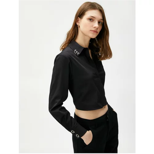 Koton Crop Shirt Long Sleeve With Metal Accessories