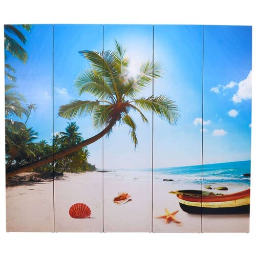 VidaXL Sklopiva sobna pregrada s uzorkom plaže 200 x 170 cm Slike