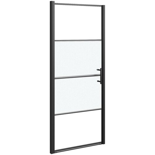  Vrata za tu&amp;scaron;-kabinu 81x195 cm napola mutno kaljeno staklo crna Slike