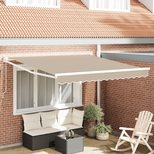 VidaXL ročna retraktibilna tenda Bež 300x250 cm, tenda za zamenjavo blaga za okvir 3x2.5 m Bež Slike