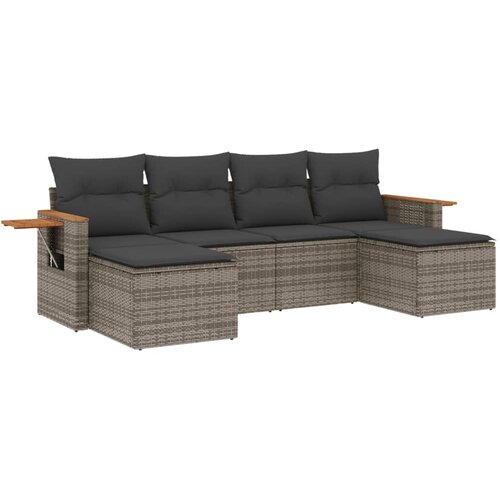  6-dijelni set vrtnih sofa od poliratana s jastucima sivi Slike