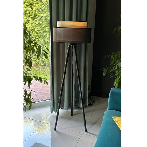  Duolla - Stojeća lampa WOOD BOHO 1xE27/15W/230V prečnik 45 cm crna/bež Slike