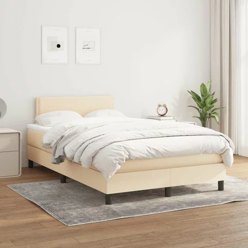  Box spring postelja z vzmetnico krem 120x200 cm blago, (20726529)