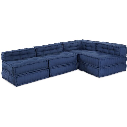 VidaXL Modularna sofa Tkanina Indigo 210 x 140 x 56 cm - Indigo 3x srednja +kutna Slike