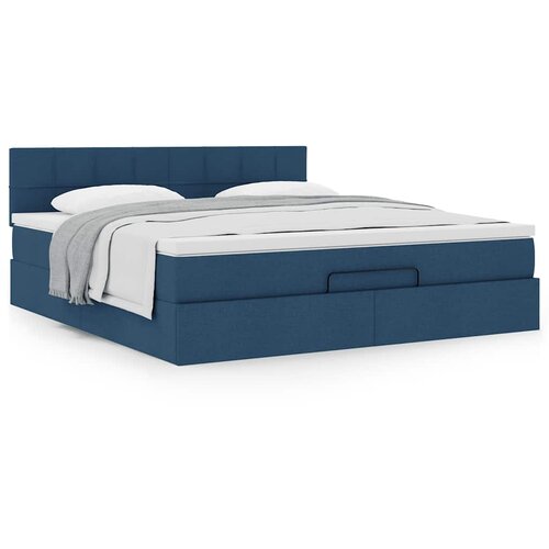 VidaXL Otomanski krevet s madracem plavi 160x200cm od tkanine Slike