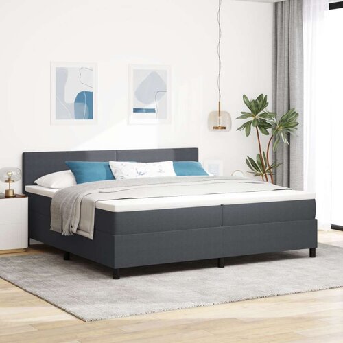  Zajemalna postelja z vzmetnico Temno siva 200x200 cm Pli&scaron;asta tkanina, (22083523) Cene