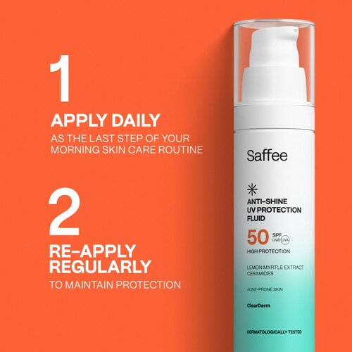Saffee ClearDerm Anti-shine UV Protection Fluid SPF 50 za&amp;scaron;titni fluid za masno lice sklono aknama SPF 50 50 ml Slike