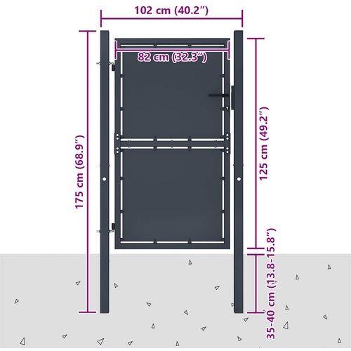  Vrtna vrata Čelik 100x125 cm Antracit Slike