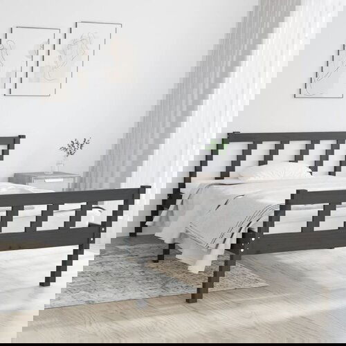 Furnova Posteljni okvir siv iz trdnega lesa 100x200 cm, (21934765) Slike