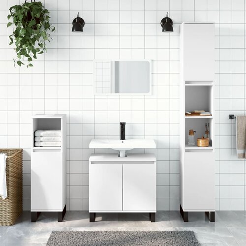 The Living Store Kopalniška omarica bela 30x30x190 cm inženirski les - Kopalniška Omarica, (21436835) Cene