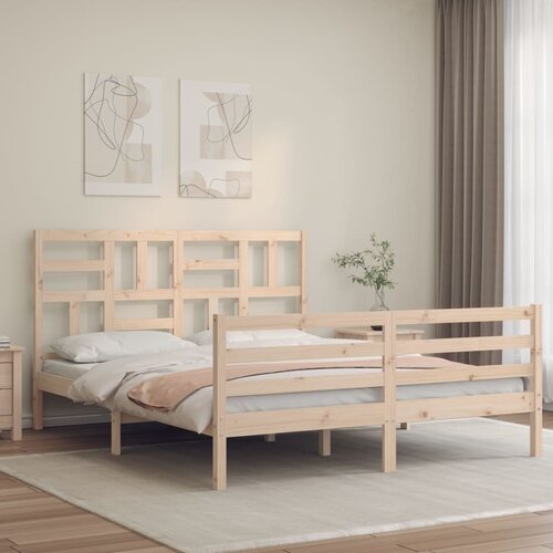 vidaXL Okvir kreveta s uzglavljem 160 x 200 cm od masivnog drva Cene