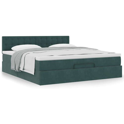  Otomanski posteljni okvir z vzmetnico temno zelena 180x200cm Slike