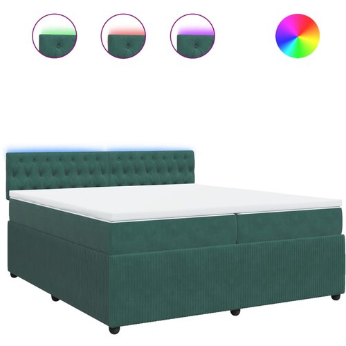 vidaXL Box spring postelja z vzmetnico temno zelena 200x200 cm žamet, (21306229) Cene