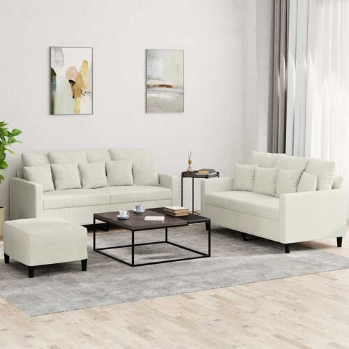  3-dijelni set sofa s jastucima krem bar&scaron;unasti Cijene