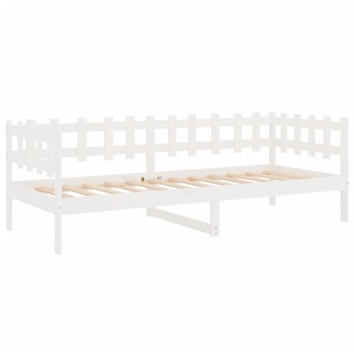  Dnevni krevet bez madraca bijeli 90 x 190 cm masivna borovina Slike