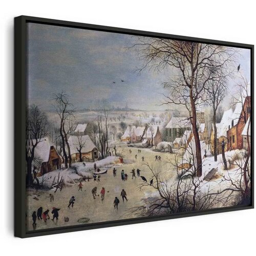  Slika - Pieter Bruegel the Elder – Winter Landscape with Birdtrap 60x40 U crnom drvenom okviru Cene
