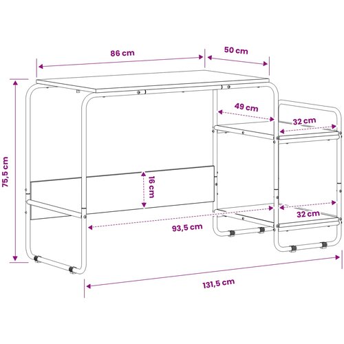  Stol s pohranom Crni hrast 131.5 x 50 x 75.5 cm Slike