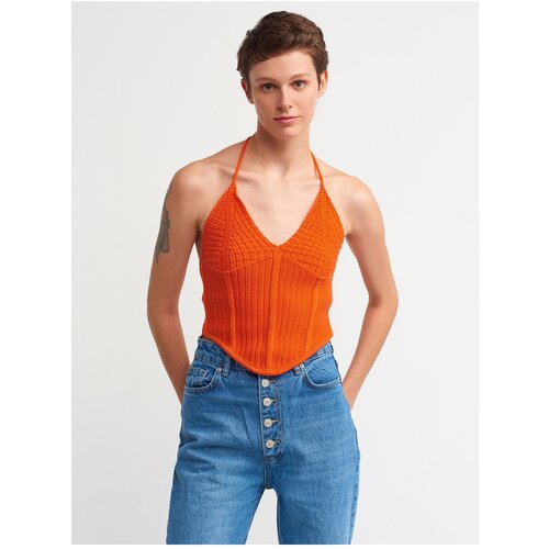 Dilvin 10142 Lace-up Neck Knitwear Singlet-orange Cijene