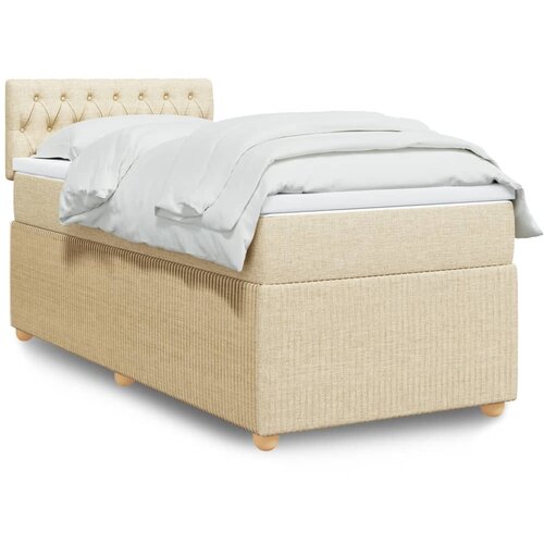 vidaXL Box spring postelja z vzmetnico krem 90x200 cm blago Cene