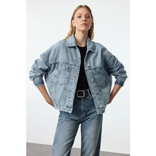 Trendyol Blue Oversize Denim Jacket