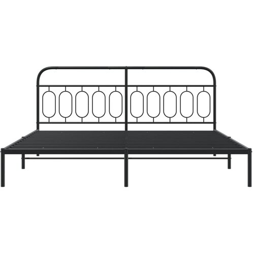  Metalni okvir za krevet s uzglavljem crni 200x200 cm Slike