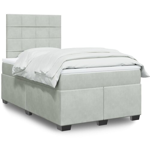 The Living Store Box spring postelja z vzmetnico svetlo siva 120x190 cm žamet - Box Spring Postelja, (21489415) Slike