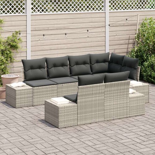  Vrtna garnitura - 4-dijelni set vrtnih sofa s jastucima svjetlosivi poli ratan Slike