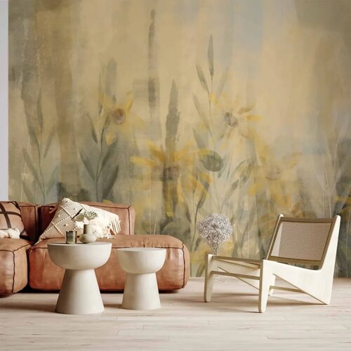  Foto tapeta - A touch of summer - floral motif with a meadow full of yellow flowers and grasses 400x280 Cijene