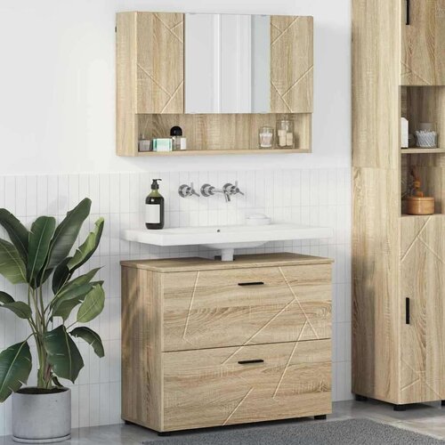  Set namještaja za kupaonicu s ladicama Zidne 2 pcs sonoma hrast Cijene