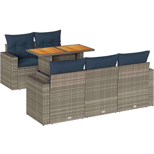 vidaXL 6-dijelni set vrtnih sofa od poliratana s jastucima sivi Cijene