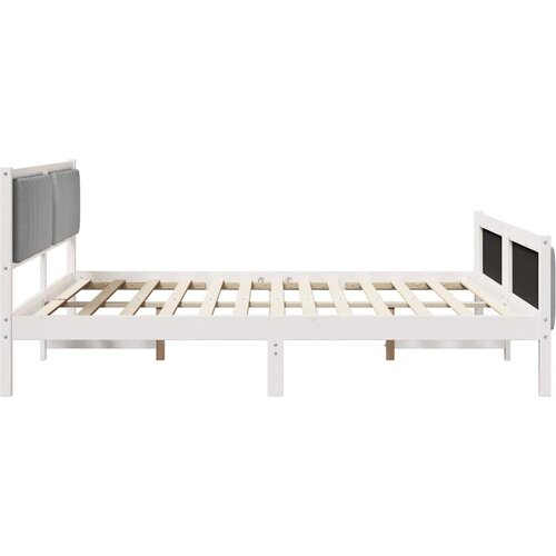  Okvir kreveta s uzglavljem Bijela i svijetlosiva 180 x 200 cm Slike
