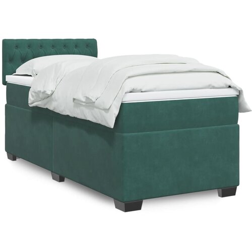 vidaXL Box spring krevet s madracem tamnozeleni 90x200 cm baršunasti Cene