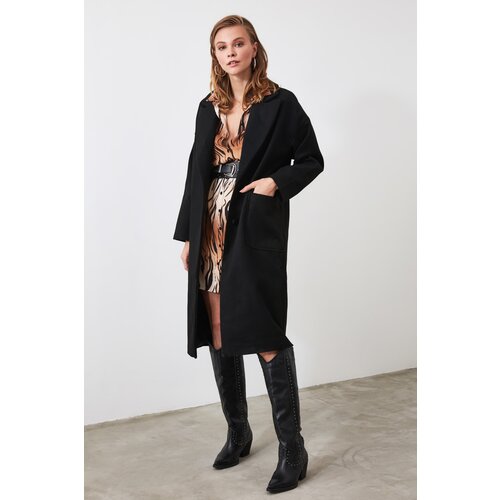 Trendyol Black Front Buttoned Pocket Detailed Long Wool Cachet Coat Slike