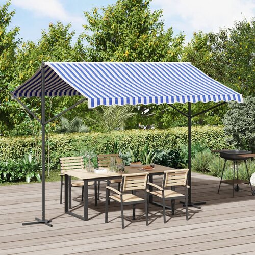  Samostojeća tenda plavo-bijela 300 x 300 cm od tkanine i čelika Cijene