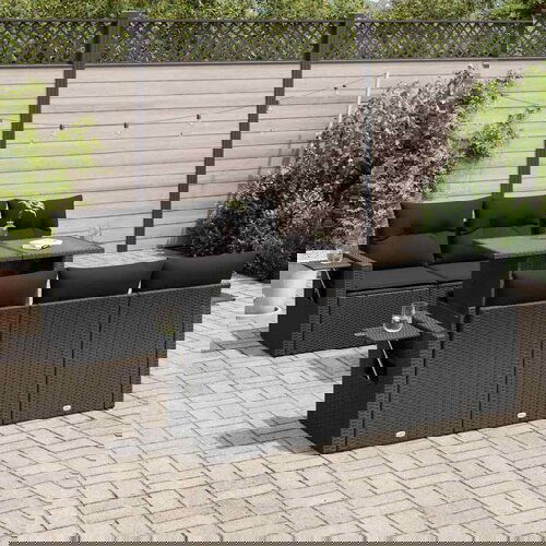 VidaXL 7-dijelni set vrtnih sofa od poliratana s jastucima crni Slike