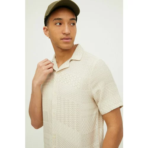 Hollister Co. Pamučna košulja za muškarce, boja: bež, regular