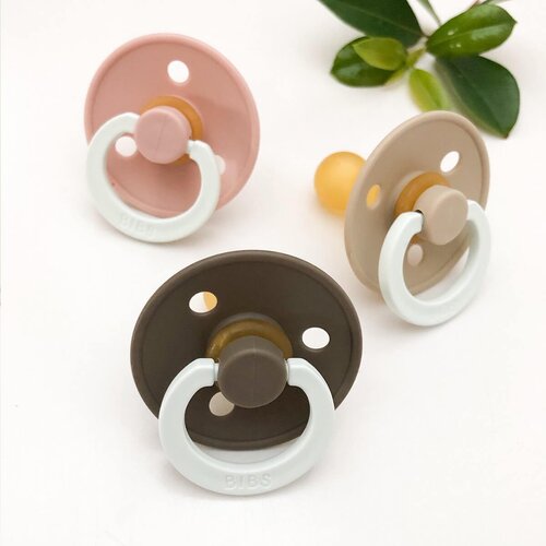Bibs Colour Natural Rubber Size 1: 0+ months duda Iron Night / Baby Blue Night 2 kom Slike