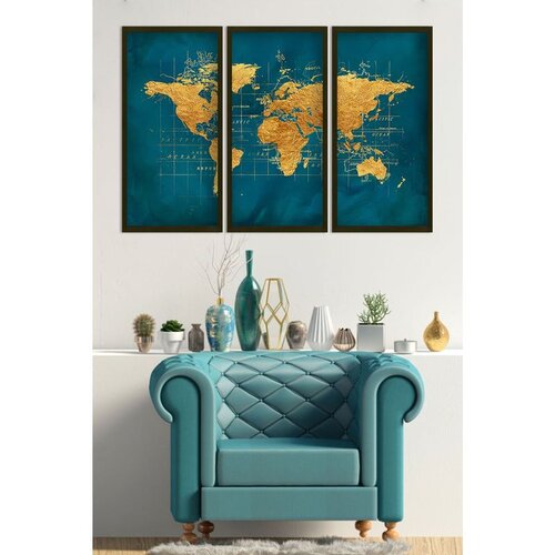 WALLXPERT Ukrasne uramljene slike, 70x33cm, 3 komada, Šarene Cene