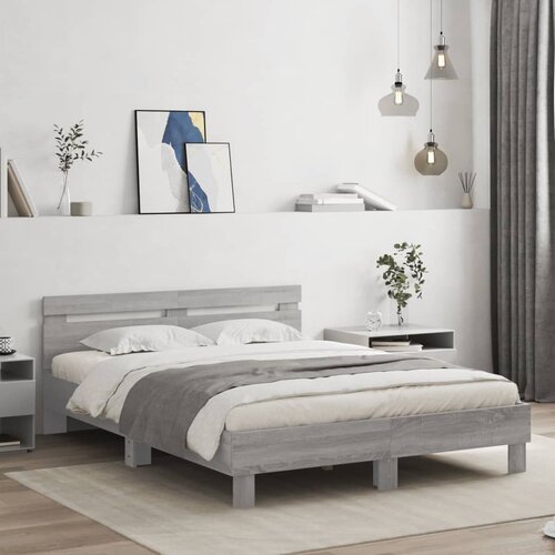 Furnova Posteljni okvir z vzglavjem siva sonoma 140x190 cm inž. les, (21937755) Slike